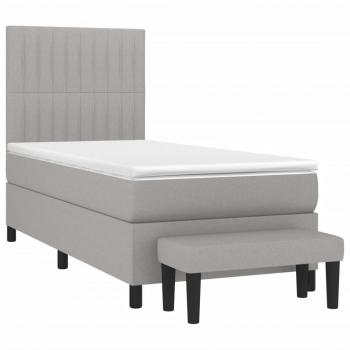 Boxspringbett mit Matratze Hellgrau 80x200 cm Stoff