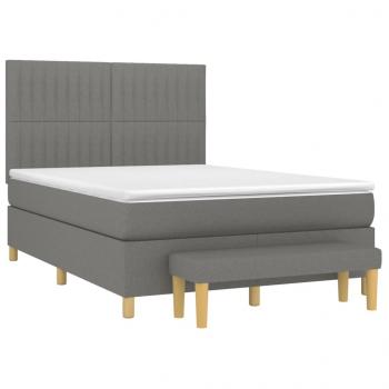 Boxspringbett mit Matratze Dunkelgrau 140x190 cm Stoff