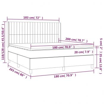 Boxspringbett mit Matratze & LED Dunkelblau 180x200 cm Samt