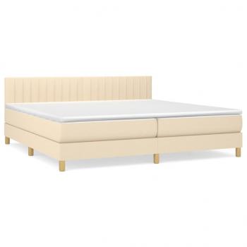 Boxspringbett mit Matratze Creme 200x200 cm Stoff