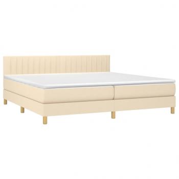 Boxspringbett mit Matratze Creme 200x200 cm Stoff