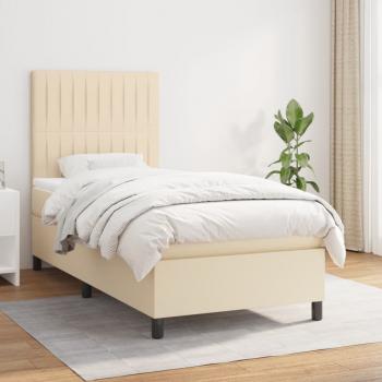 ARDEBO.de - Boxspringbett mit Matratze Creme 100x200 cm Stoff