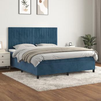 ARDEBO.de - Boxspringbett mit Matratze Dunkelblau 180x200 cm Samt