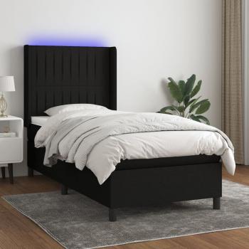 ARDEBO.de - Boxspringbett mit Matratze & LED Schwarz 100x200 cm Stoff