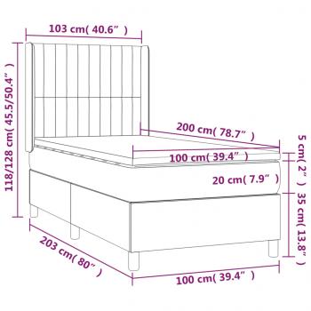 Boxspringbett mit Matratze & LED Schwarz 100x200 cm Stoff