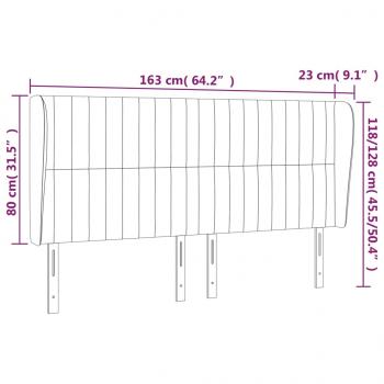 Kopfteil mit Ohren Hellgrau 163x23x118/128 cm Stoff