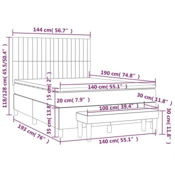 Boxspringbett mit Matratze Blau 140x190 cm Stoff