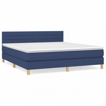 Boxspringbett mit Matratze Blau 160x200 cm Stoff