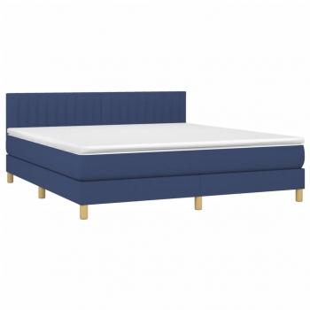 Boxspringbett mit Matratze Blau 160x200 cm Stoff