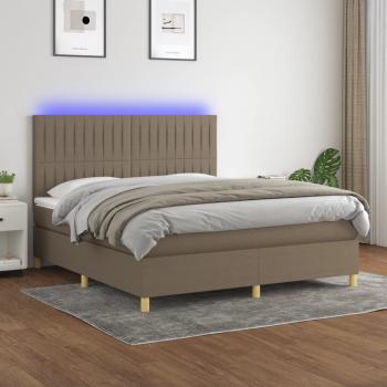 ARDEBO.de - Boxspringbett mit Matratze & LED Taupe 180x200 cm Stoff