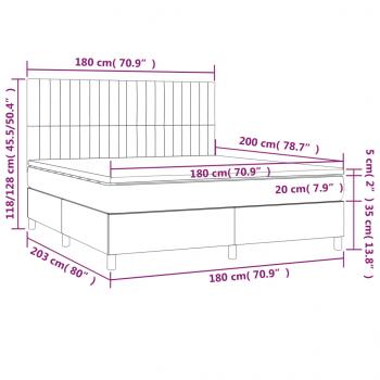 Boxspringbett mit Matratze & LED Taupe 180x200 cm Stoff