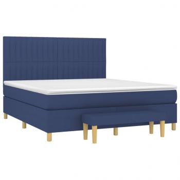 Boxspringbett mit Matratze Blau 180x200 cm Stoff