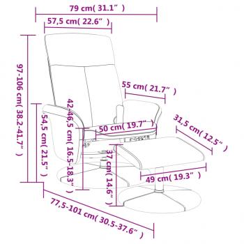 Massagesessel mit Fußhocker Hellgrau Stoff