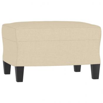 3-Sitzer-Sofa mit Hocker Creme 180 cm Stoff