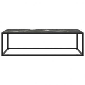 Couchtisch Schwarz mit Schwarzem Glas in Marmor-Optik 120x50x35