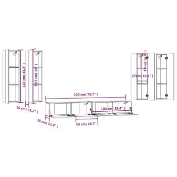 6-tlg. TV-Schrank-Set Grau Sonoma Holzwerkstoff