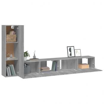 3-tlg. TV-Schrank-Set Grau Sonoma Holzwerkstoff