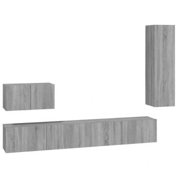 4-tlg. TV-Schrank-Set Grau Sonoma Holzwerkstoff