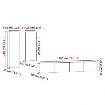 4-tlg. TV-Schrank-Set Grau Sonoma Holzwerkstoff