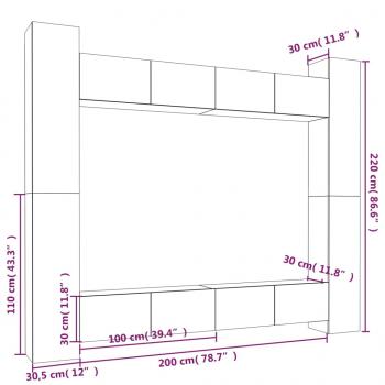 8-tlg. TV-Schrank-Set Grau Sonoma Holzwerkstoff