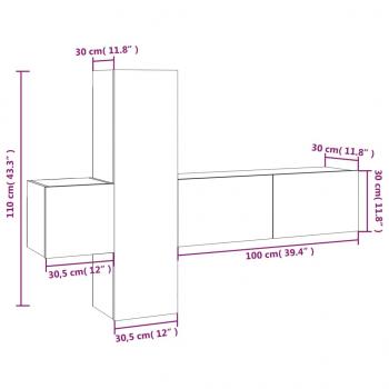 3-tlg. TV-Schrank-Set Braun Eichen-Optik Holzwerkstoff