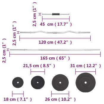 Langhantel und Kurzhantel mit Gewichten 60 kg