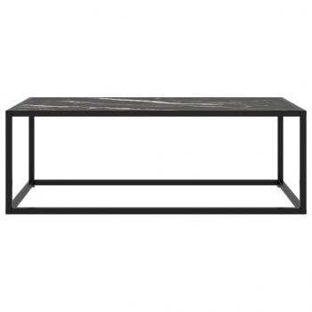 Couchtisch Schwarz mit Schwarzem Glas in Marmor-Optik 100x50x35