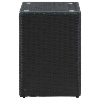 Beistelltisch mit Glasplatte Schwarz 35x35x52 cm Poly Rattan