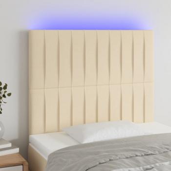 ARDEBO.de - LED Kopfteil Creme 90x5x118/128 cm Stoff