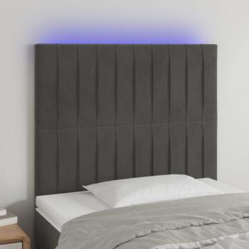 ARDEBO.de - LED Kopfteil Dunkelgrau 90x5x118/128 cm Samt