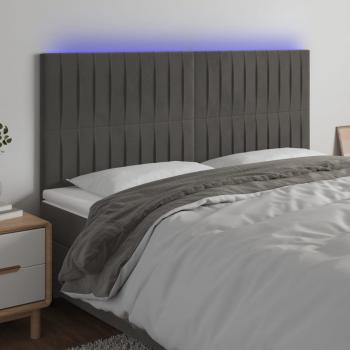 ARDEBO.de - LED Kopfteil Dunkelgrau 180x5x118/128 cm Samt