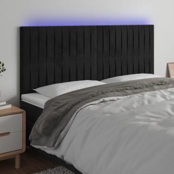 ARDEBO.de - LED Kopfteil Schwarz 200x5x118/128 cm Samt 