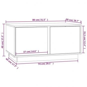 Couchtisch Schwarz 80x50x40 cm Massivholz Kiefer