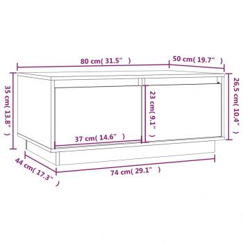 Couchtisch Weiß 80x50x35 cm Massivholz Kiefer