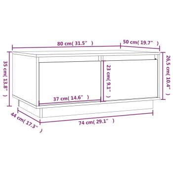 Couchtisch Schwarz 80x50x35 cm Massivholz Kiefer