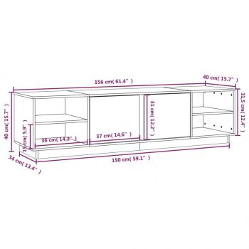 TV-Schrank Weiß 156x40x40 cm Massivholz Kiefer