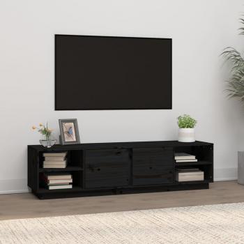 ARDEBO.de - TV-Schrank Schwarz 156x40x40 cm Massivholz Kiefer