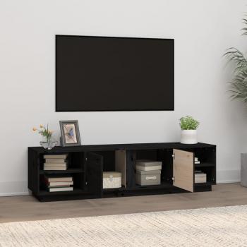 TV-Schrank Schwarz 156x40x40 cm Massivholz Kiefer