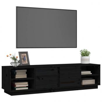 TV-Schrank Schwarz 156x40x40 cm Massivholz Kiefer