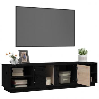 TV-Schrank Schwarz 156x40x40 cm Massivholz Kiefer