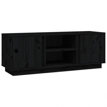 TV-Schrank Schwarz 110x35x40,5 cm Massivholz Kiefer