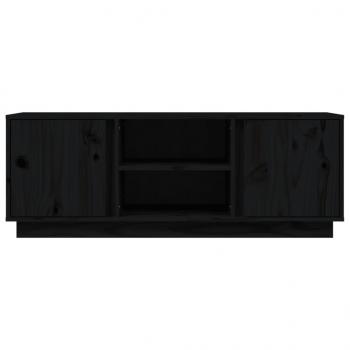 TV-Schrank Schwarz 110x35x40,5 cm Massivholz Kiefer