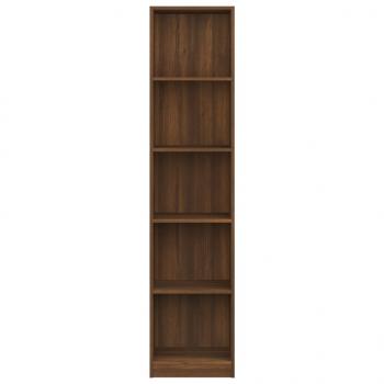 Bücherregal 5 Fächer Braun Eiche 40x24x175 cm Holzwerkstoff