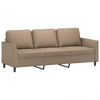 3-Sitzer-Sofa mit Hocker Cappuccino-Braun 180 cm Kunstleder