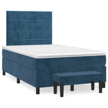 Boxspringbett mit Matratze Dunkelblau 120x200 cm Samt