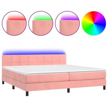 Boxspringbett mit Matratze & LED Rosa 200x200 cm Samt