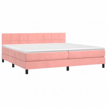 Boxspringbett mit Matratze & LED Rosa 200x200 cm Samt