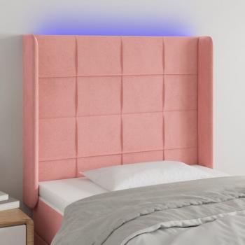 ARDEBO.de - LED Kopfteil Rosa 93x16x118/128 cm Samt