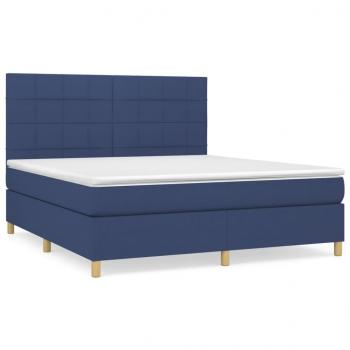 Boxspringbett mit Matratze Blau 180x200 cm Stoff