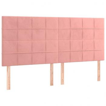 Kopfteile 4 Stk. Rosa 90x5x78/88 cm Samt